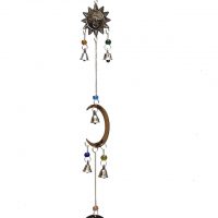Hanging Sun Moon Pentacle Brass Bells-0